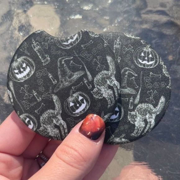 Black Cat Halloween Car Coaster Set | Black Cat Coaster Set - Picture 3 of 10